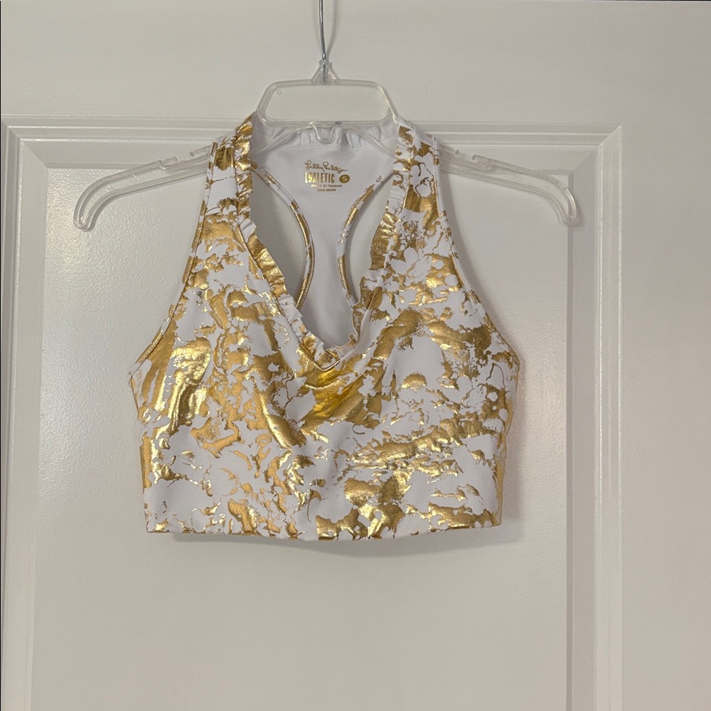 Lilly Pulitzer Gold and White Sport Bra